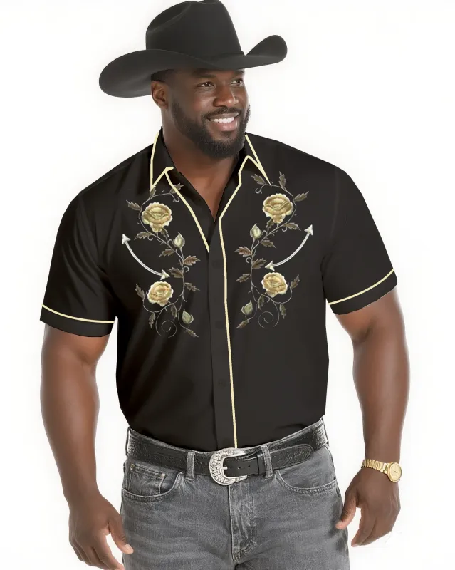 Big & Tall Men's Western Style Daily Casual Textured Short Sleeve Shirt sold by Biggmans