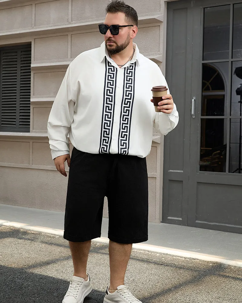 Men's Plus Size Simple Geometric Stripes Long Sleeve Shirt sold by Biggmans product image thumbnail 3