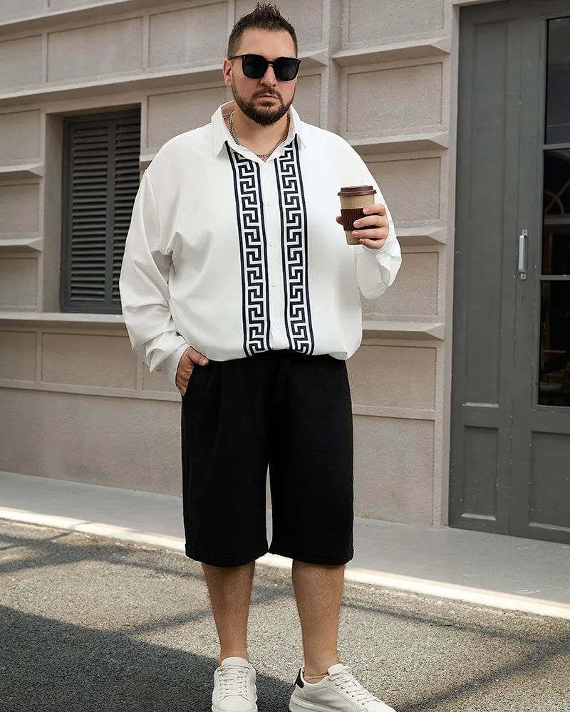 Men's Plus Size Simple Geometric Stripes Long Sleeve Shirt sold by Biggmans product image thumbnail 4