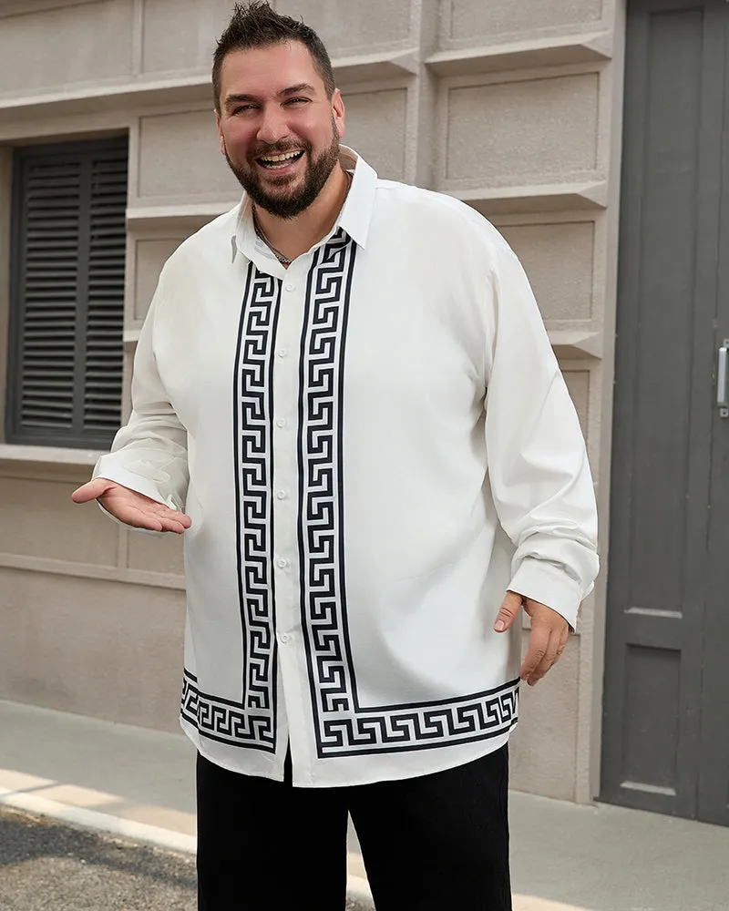 Men's Plus Size Simple Geometric Stripes Long Sleeve Shirt sold by Biggmans