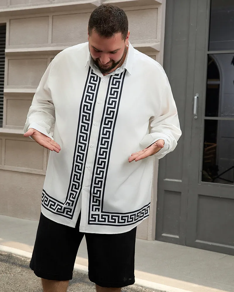 Men's Plus Size Simple Geometric Stripes Long Sleeve Shirt sold by Biggmans product image thumbnail 2