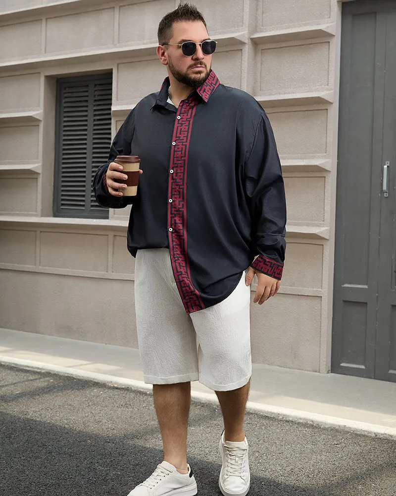 Men's Plus Size Simple Contrast Long Sleeve Lapel Shirt sold by Biggmans product image thumbnail 3