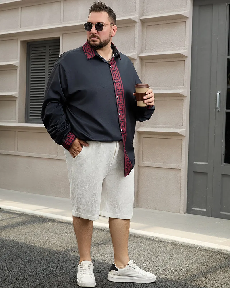 Men's Plus Size Simple Contrast Long Sleeve Lapel Shirt sold by Biggmans product image thumbnail 4