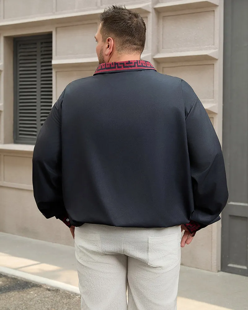 Men's Plus Size Simple Contrast Long Sleeve Lapel Shirt sold by Biggmans product image thumbnail 2