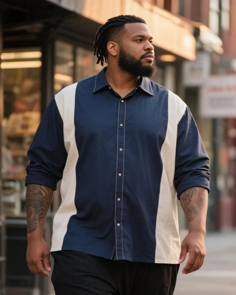 Big & Tall Men's Business Red And White Contrast Striped Print Long Sleeve Shirt sold by Biggmans product image thumbnail 2