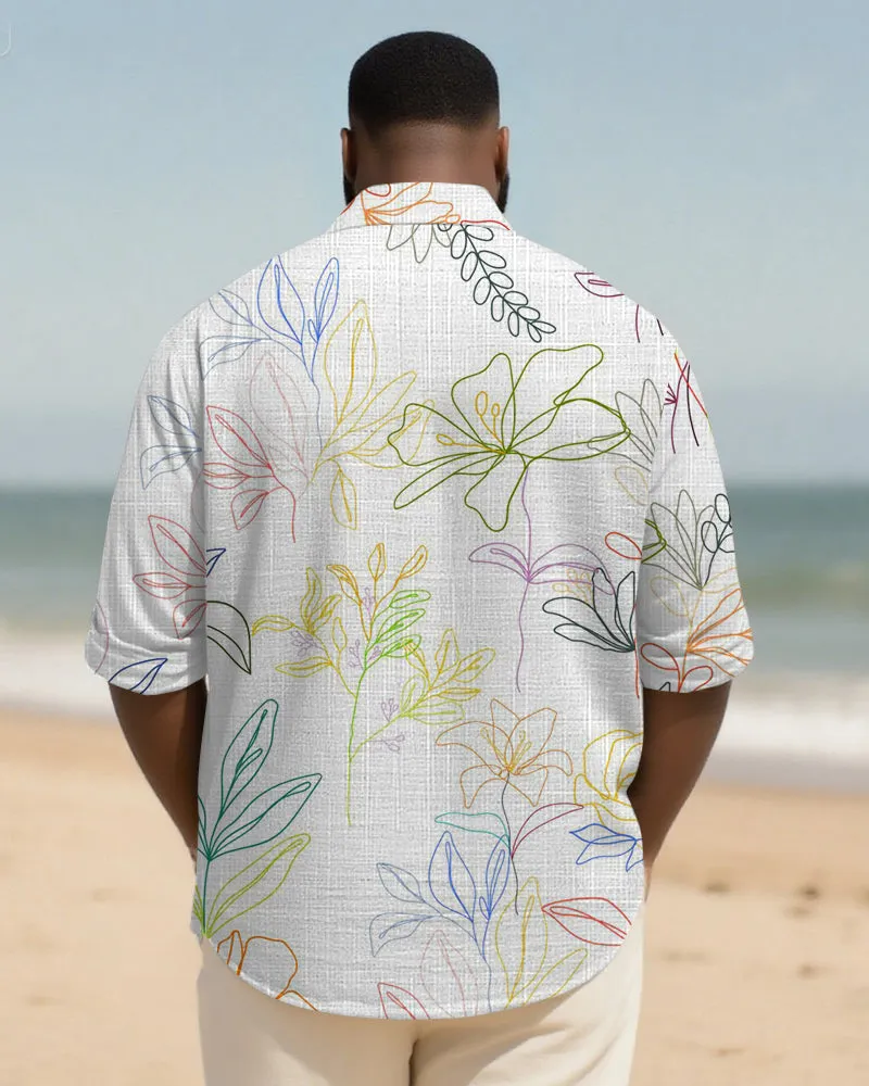 Big & Tall Men's Daily Line Floral Print Long Sleeve Bamboo Hemp Texture Shirt sold by Biggmans product image thumbnail 2
