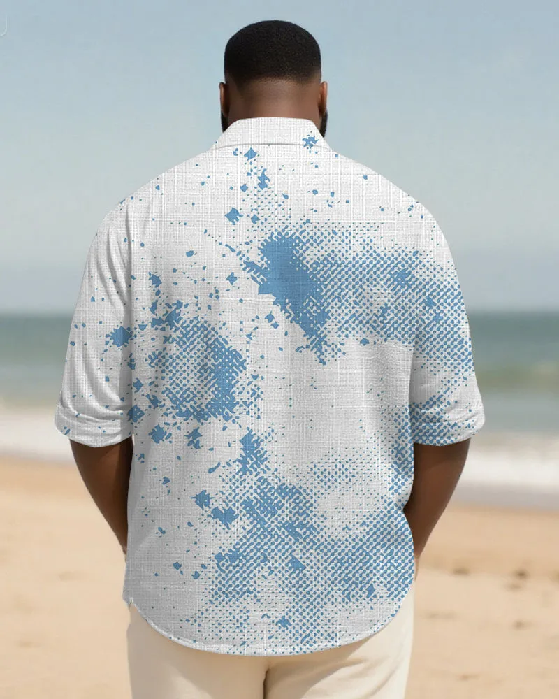 Big & Tall Men's Daily Blue Abstract Geometric Print Long Sleeve Bamboo Hemp Texture Shirt sold by Biggmans product image thumbnail 2