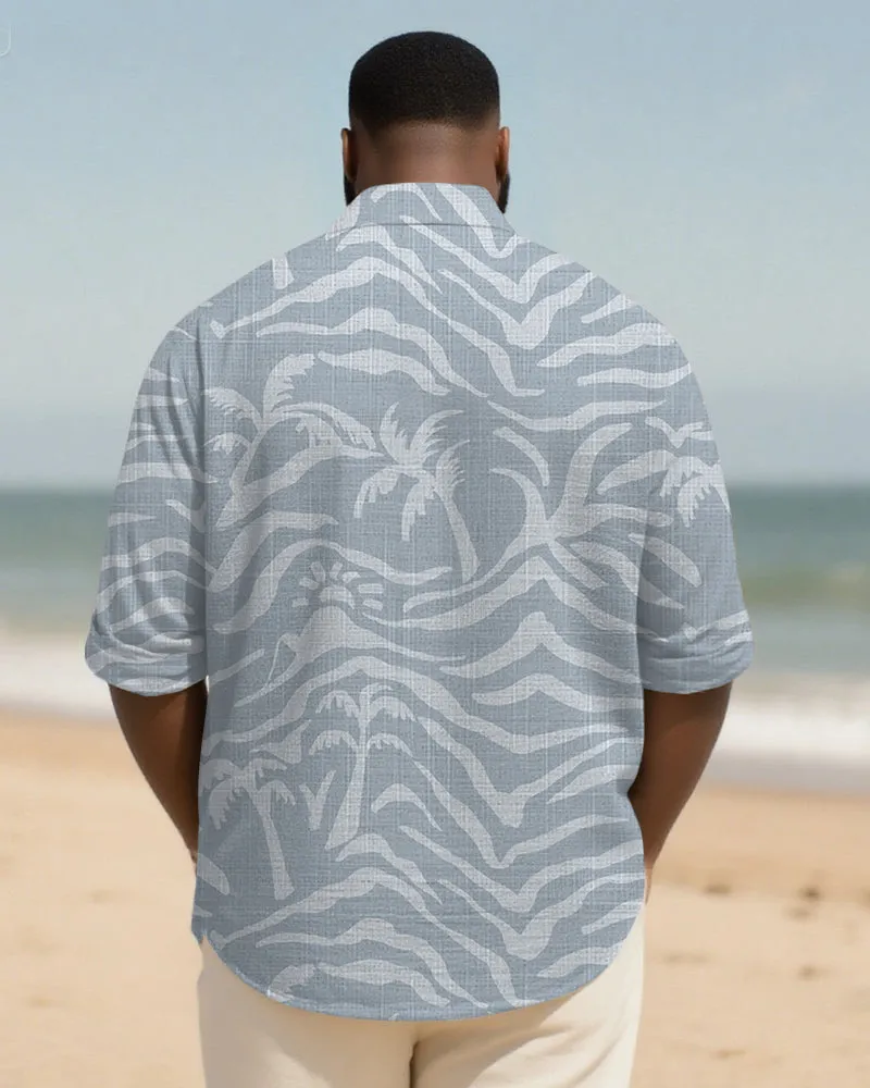 Big & Tall Men's Blue Coconut Wave Print Long Sleeve Bamboo Hemp Texture Shirt sold by Biggmans product image thumbnail 2