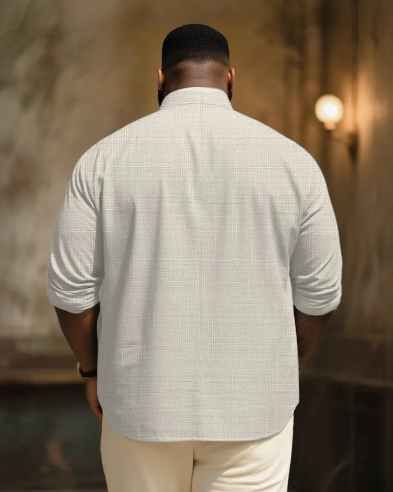 Big & Tall Men's Vintage Brown Feather Art Print Long Sleeve Bamboo Hemp Texture Shirt sold by Biggmans product image thumbnail 2