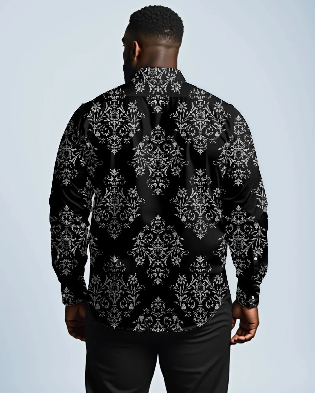 Vintage Arrangement Geometric Flower Jacquard Lel Long Sleeve Shirt Men's Plus Size sold by Biggmans product image thumbnail 2