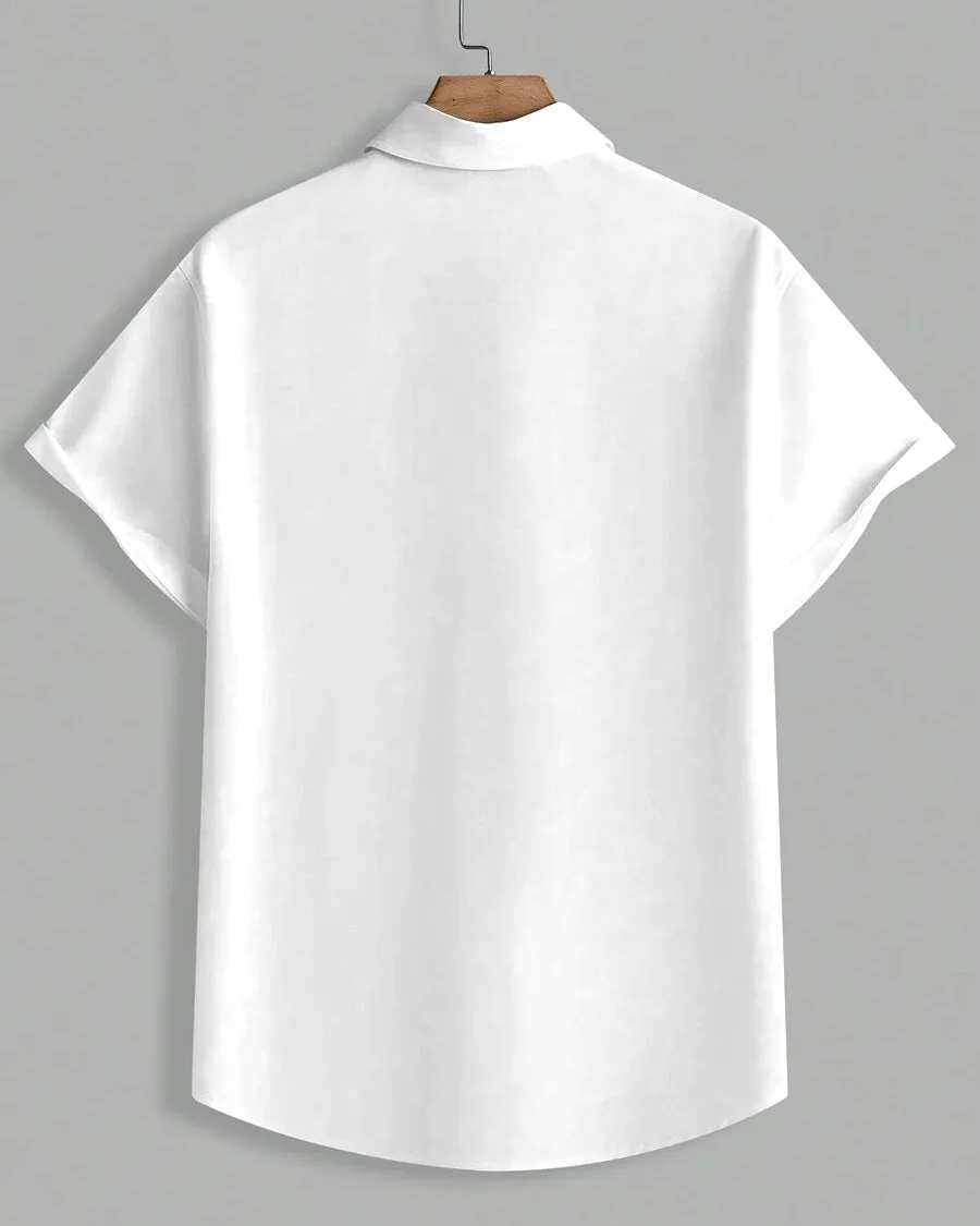 Men's Plus Size White Stripe Retro Poker Print Short Sleeve Shirt sold by Biggmans product image thumbnail 3