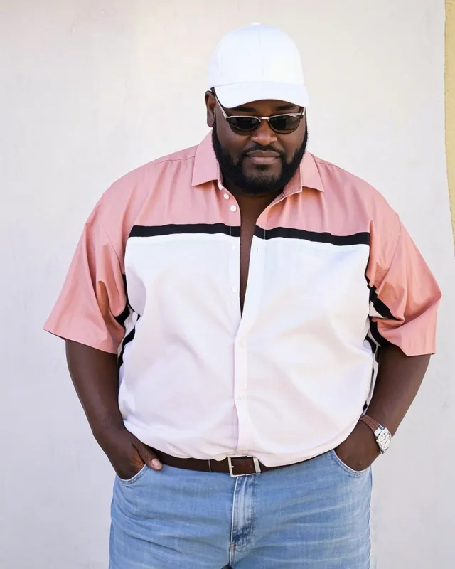 Fashion Colorblock Top Shirt For Big People sold by Biggmans