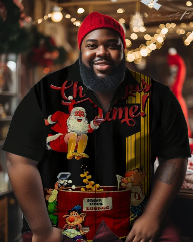Men's Christmas Play Santa Plus Size Christmas Style Short Sleeve Shirt sold by Biggmans