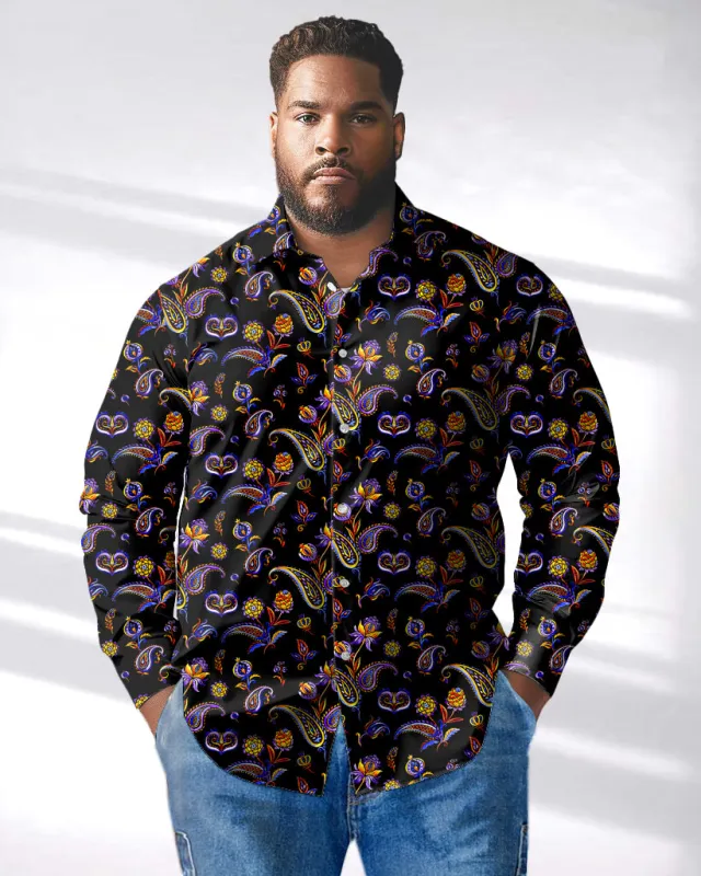 Dream Cashew Flower Long Sleeve Lapel Shirt Big Men's sold by Biggmans