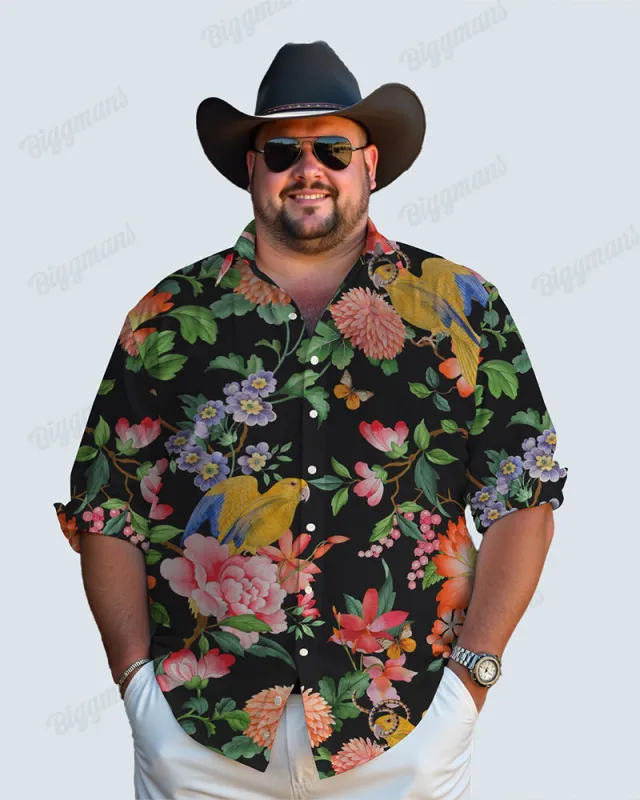 Cockatoo Cotton Long Sleeve Shirt Men's Plus Size sold by Biggmans