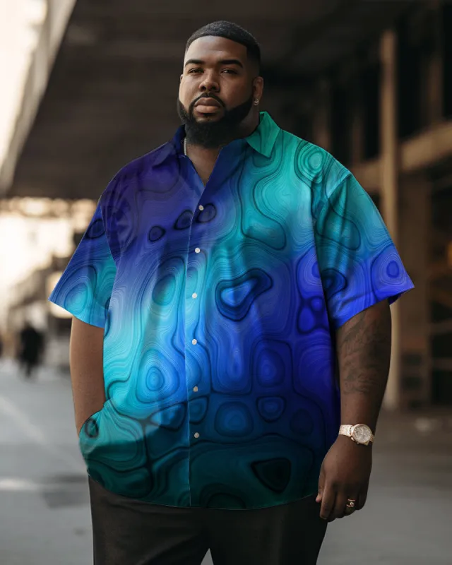 Men's Plus Size Casual Colorful Geometry Pattern Short Sleeve Shirt sold by Biggmans