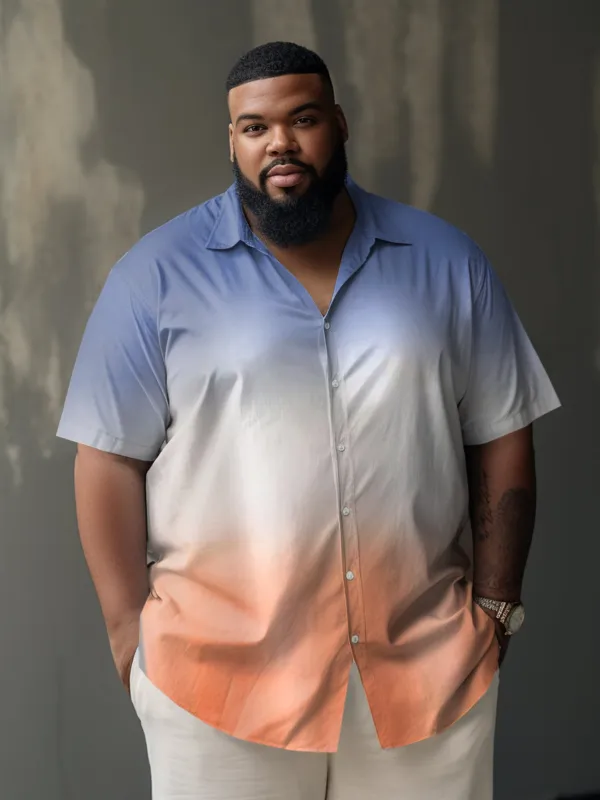 Men's Casual Style Plus Size Simple Short Sleeve Gradient Shirt sold by Biggmans