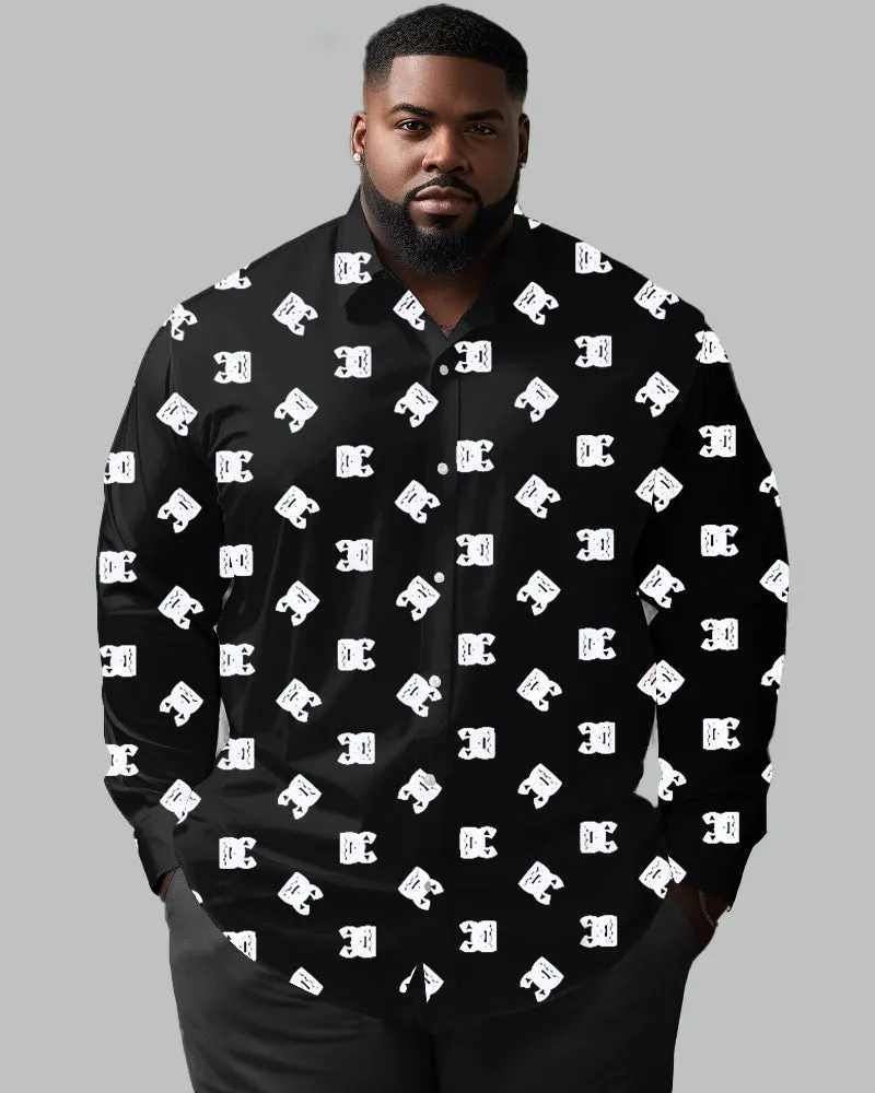 Art Letter Lapel Long Sleeve Shirt Big Men sold by Biggmans