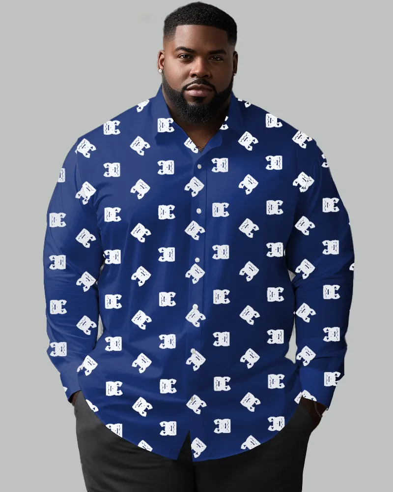 Art Letter Lapel Long Sleeve Shirt Big Men sold by Biggmans product image thumbnail 2