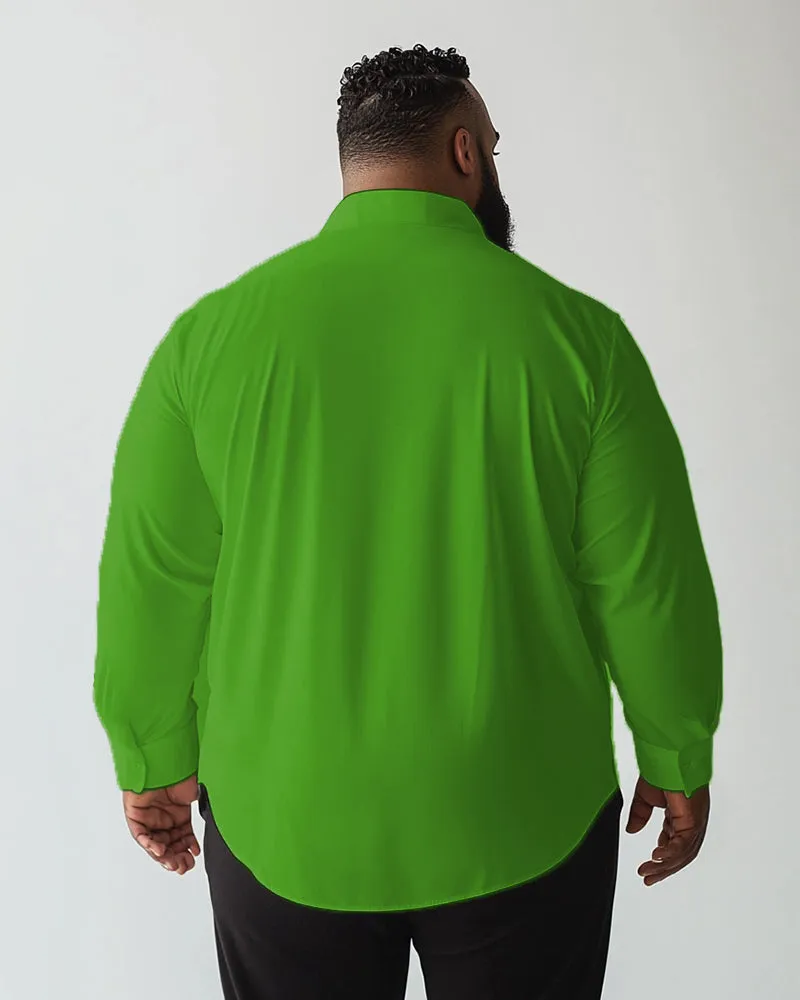 Men's Christmas Green Snowflake Santa Claus Print Plus Size Collar Long Sleeve Shirt sold by Biggmans product image thumbnail 2