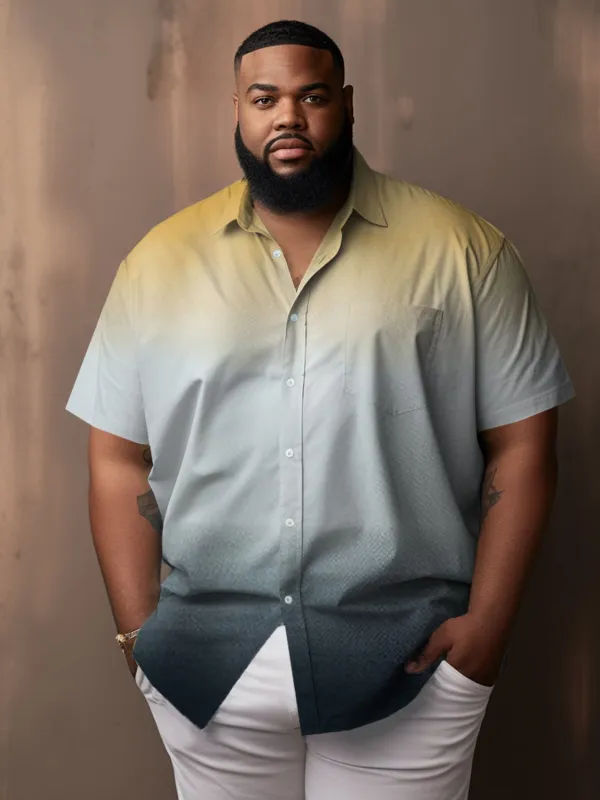 Men's Plus Size Casual Gradient Simple Style Short Sleeve Shirt sold by Biggmans