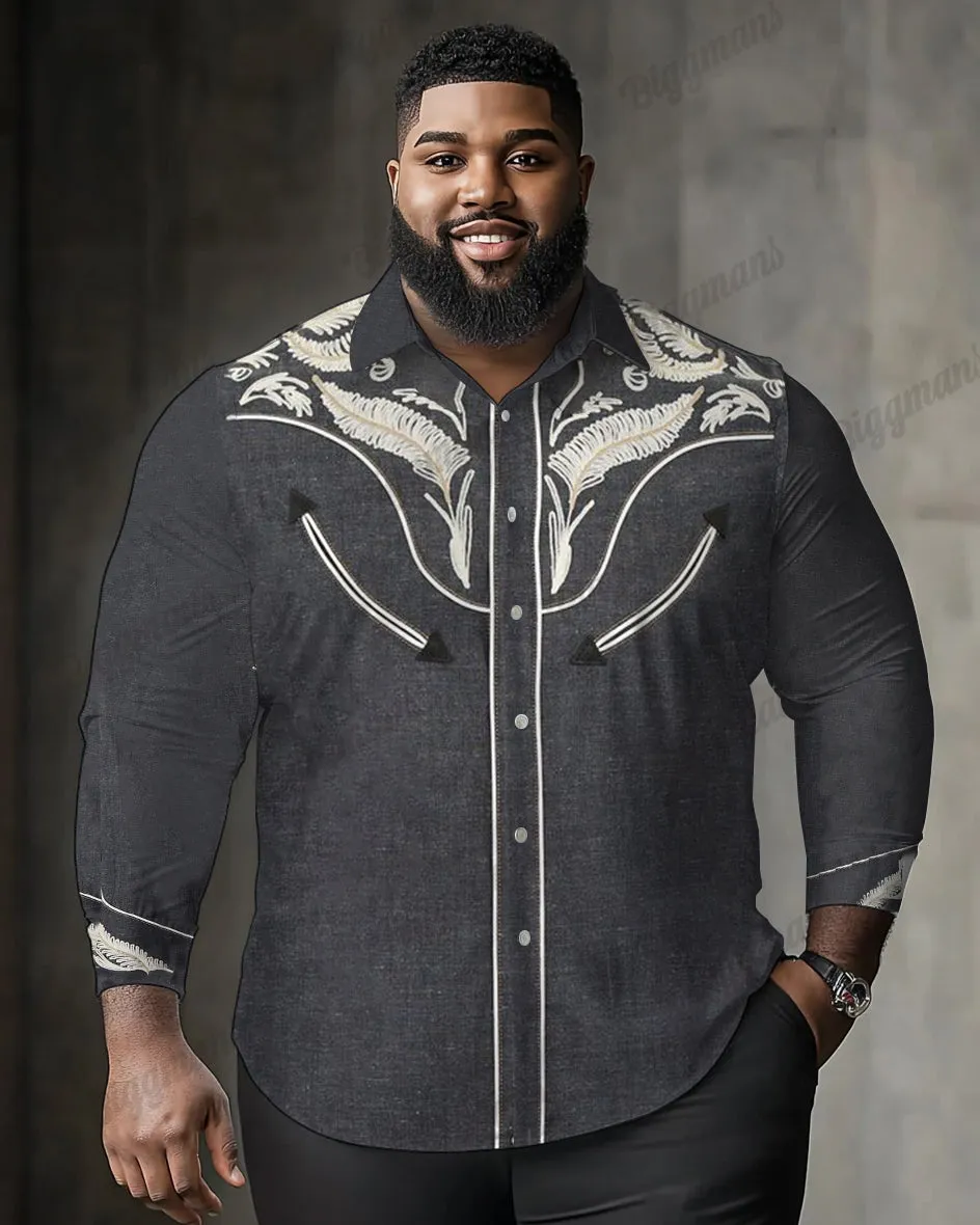 Men's Plus Size Wheat Ears Causal Long Sleeve Shirt sold by Biggmans