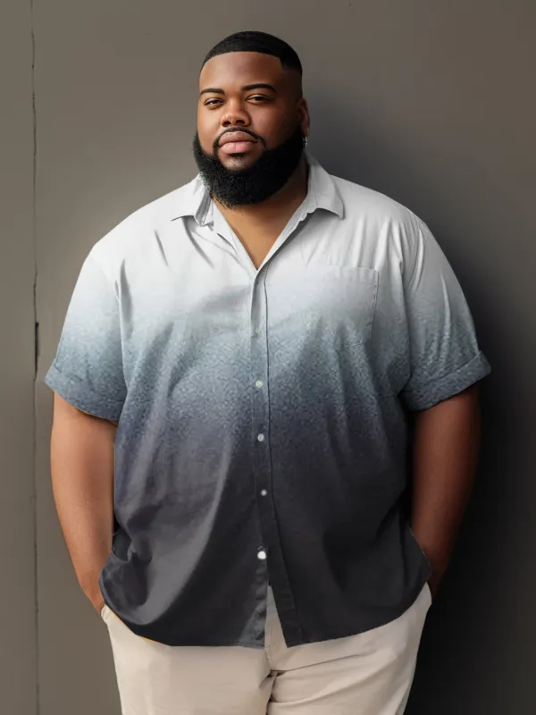 Men's Casual Style Plus Size Simple Short Sleeve Gradient Shirt sold by Biggmans