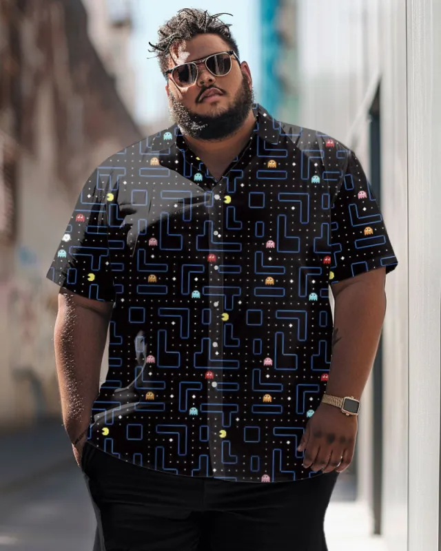 Simple And Colorful Peas Pattern Large Size Men's Short-sleeved Shirt sold by Biggmans