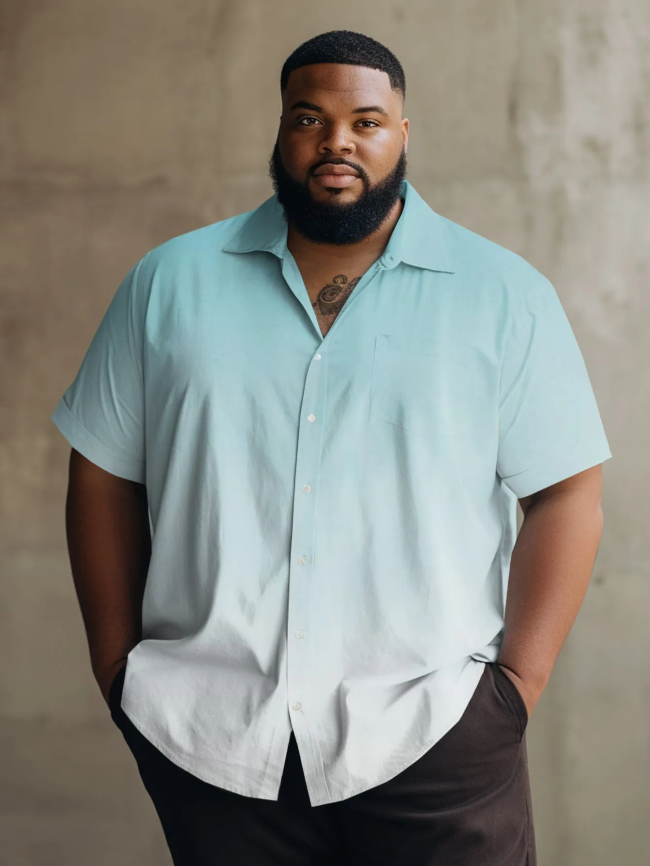 Men's Plus Size Casual Gradient Simple Style Short Sleeve Shirt sold by Biggmans