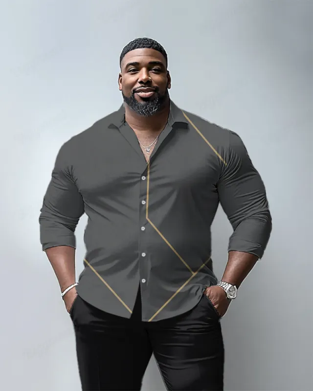 Simple Lines Men's Big & Tall Long-Sleeve Lapel Shirt sold by Biggmans