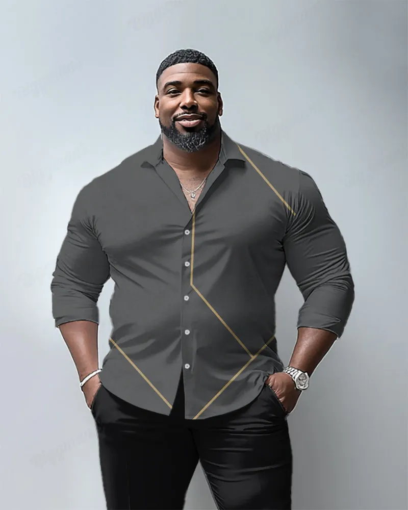 Simple Lines Men's Big & Tall Long-Sleeve Lapel Shirt sold by Biggmans