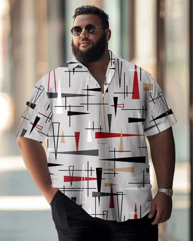 Men's Simple Large Size Short-sleeved Shirt With Irregular Triangle Pattern sold by Biggmans