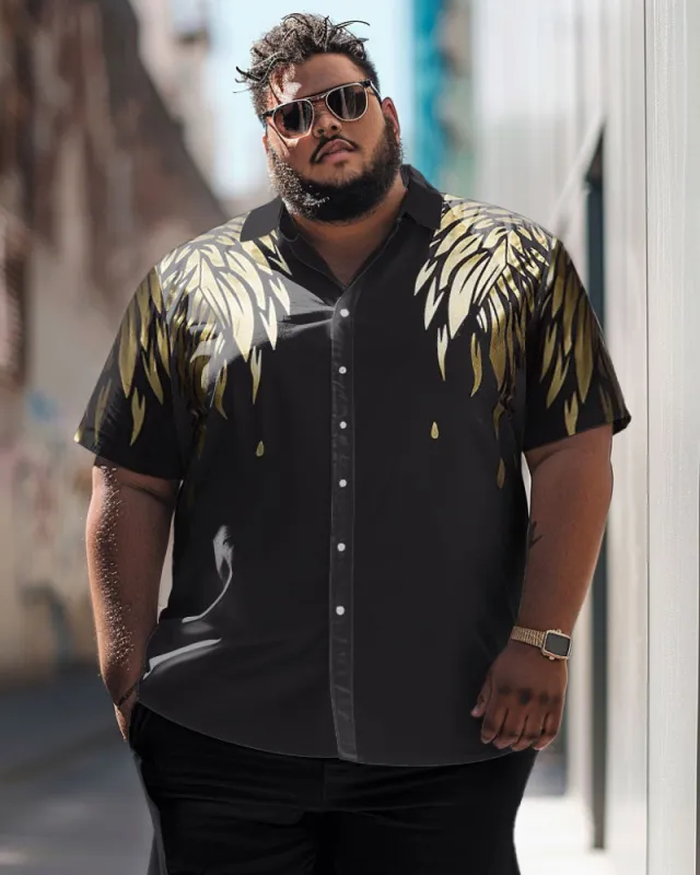 Business Simple Feather Pattern Men's Short Sleeve Shirt sold by Biggmans