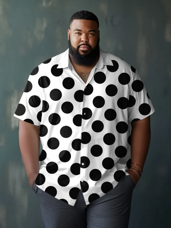 Men's Big & Tall Casual Black Polka Dot Short Sleeve Shirt sold by Biggmans