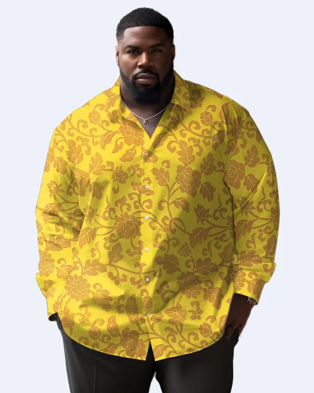 Men's Big and Tall Long Sleeve Lapel Shirt Floral Pattern sold by Biggmans