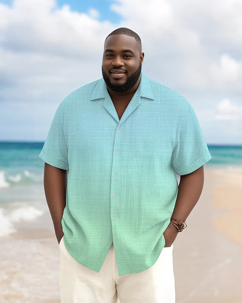 Men's Plus Size Hawaiian Solid Color Gradient Print Short Sleeve Slub Shirt sold by Biggmans product image thumbnail 4