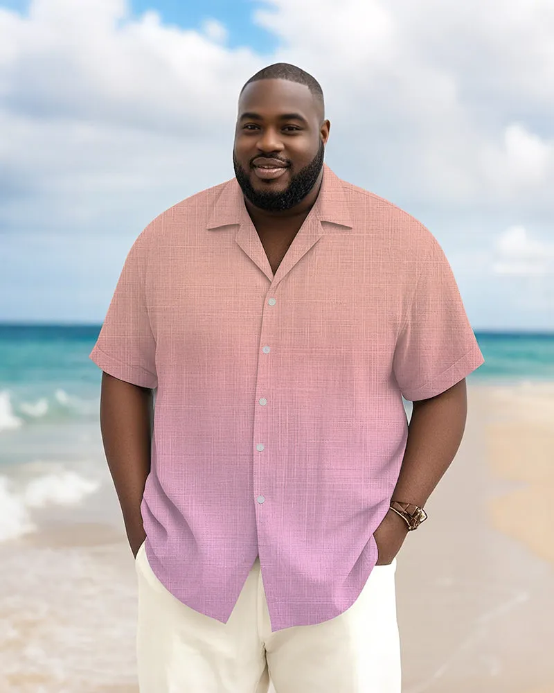 Men's Plus Size Hawaiian Solid Color Gradient Print Short Sleeve Slub Shirt sold by Biggmans product image thumbnail 5
