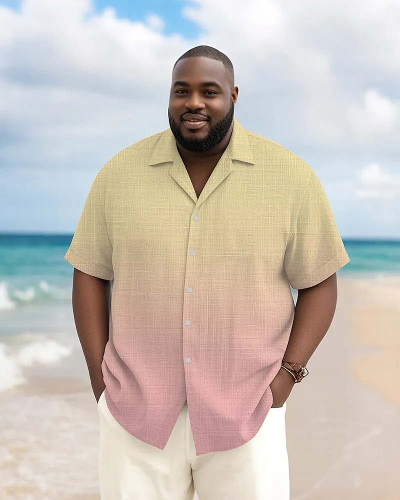Men's Plus Size Hawaiian Solid Color Gradient Print Short Sleeve Slub Shirt sold by Biggmans product image thumbnail 2