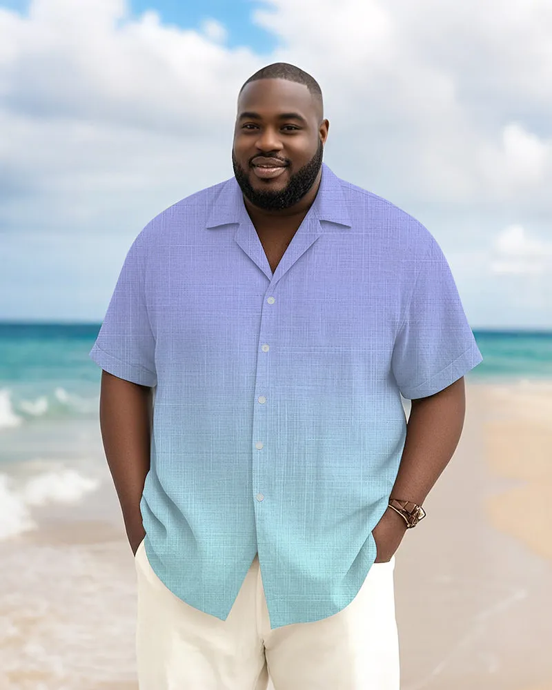 Men's Plus Size Hawaiian Solid Color Gradient Print Short Sleeve Slub Shirt sold by Biggmans product image thumbnail 3