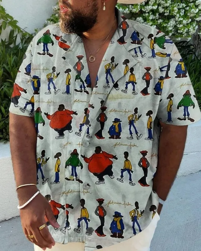 Plus Size Vintage Men's Hip-Hop Element Shirt sold by Biggmans