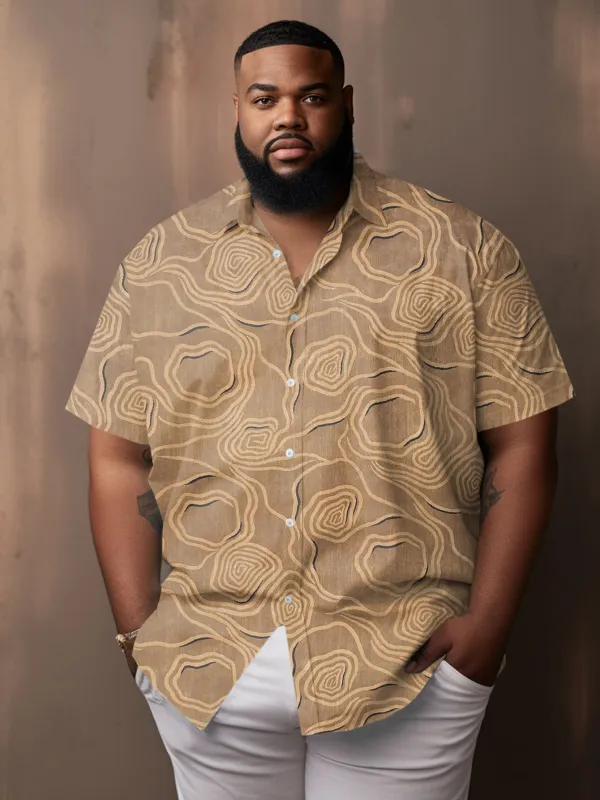 Vintage Wooden Rose Pattern Big & Tall Men's Short Sleeve Shirt sold by Biggmans