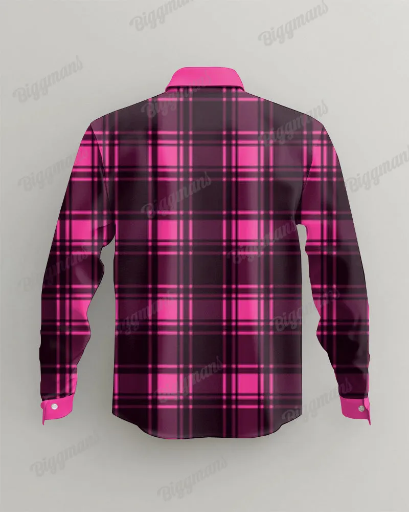 Men's Big & Tall Pink and Black Plaid Lapel Long Sleeve Shirt sold by Biggmans product image thumbnail 3