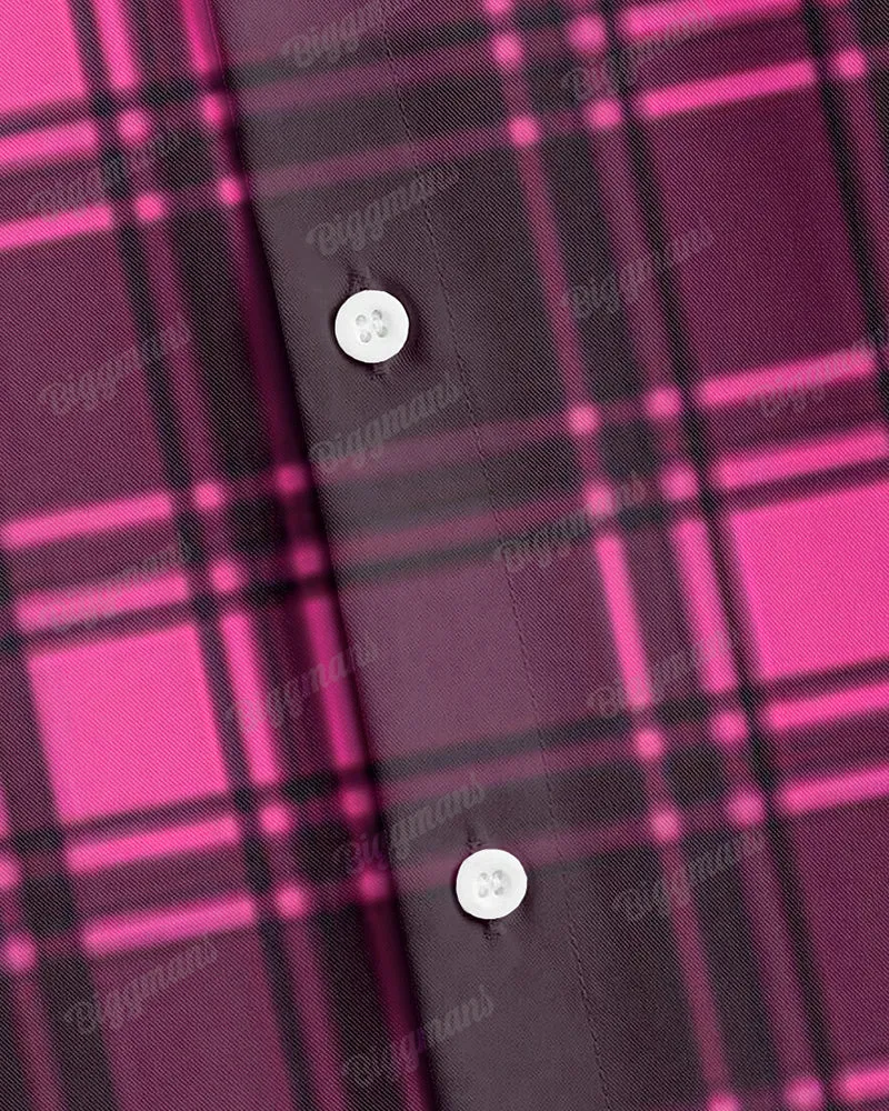 Men's Big & Tall Pink and Black Plaid Lapel Long Sleeve Shirt sold by Biggmans product image thumbnail 4