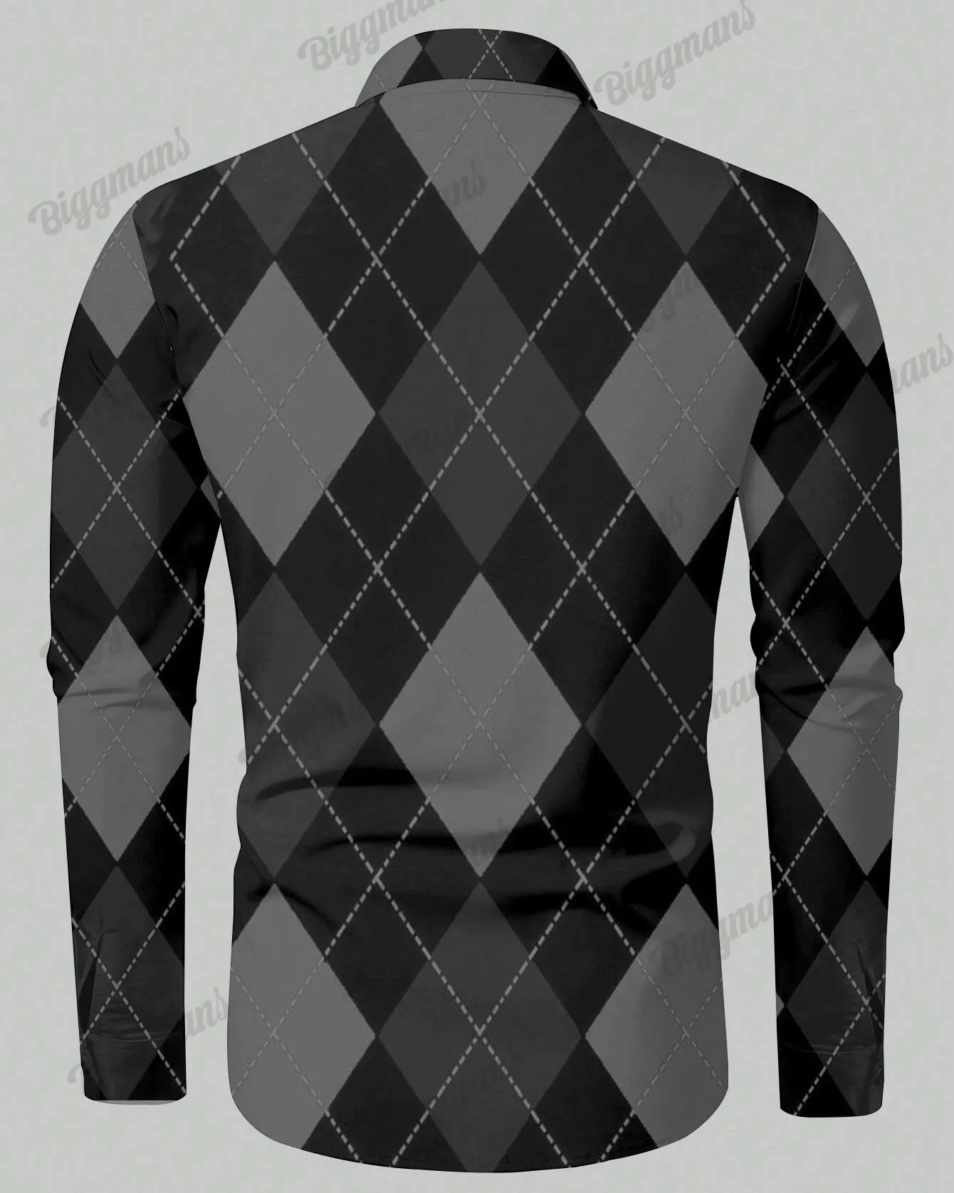 Big Men's Casual Diamond Button Down Long Sleeve Shirt sold by Biggmans product image thumbnail 3