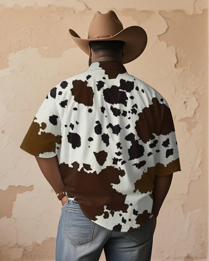 Men's Plus Size Western Style Cow Print Short Sleeve Shirt sold by Biggmans product image thumbnail 2