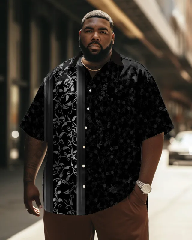 Retro Pattern Patchwork Printed Short Sleeved Big & Tall Men's Shirt sold by Biggmans
