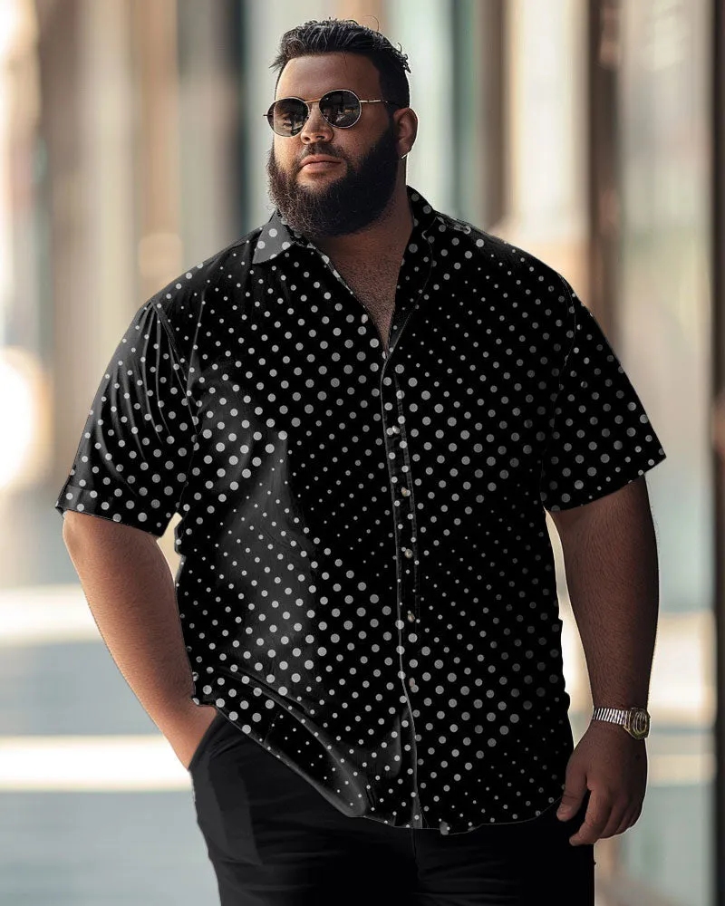 Business Gentleman Simple Polo Dot Pattern Large Size Men's Short Sleeve Shirt sold by Biggmans