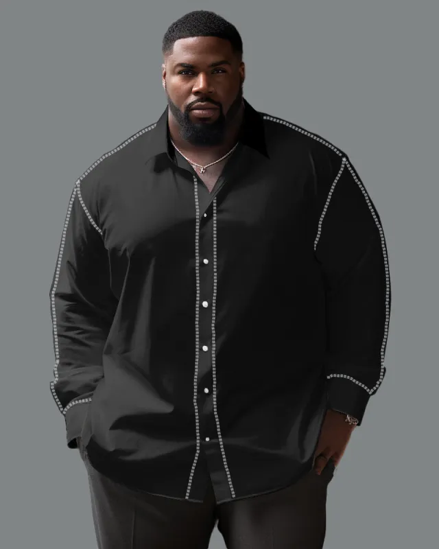 Top-line Design Lapel Long Sleeve Shirt Big Men's made by Biggmans