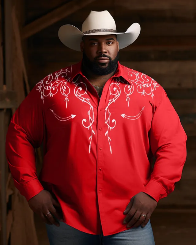 Men's Plus Size Causal Western Style Long Sleeve Shirt sold by Biggmans