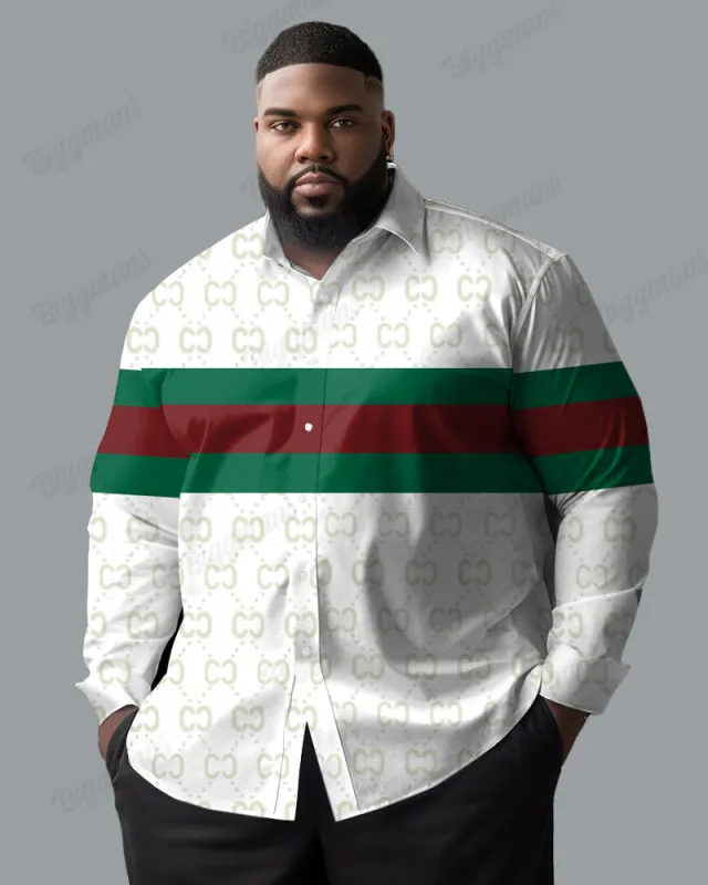 High-end Jacquard Color Block Cotton Long Sleeve Shirt Men's Big & Tall sold by Biggmans
